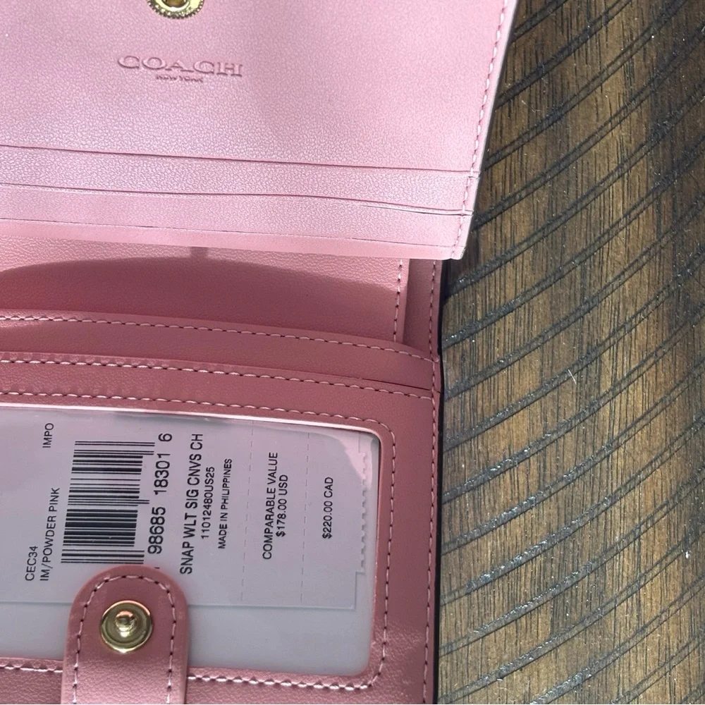 Coach Powder Pink and Brown Signature Satchel Medium Rowan and Snap Wallet NWT - Picture 6 of 9
